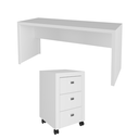 Ver imagem 2 de Mesa Escrivaninha de Escritório com Gaveteiro 3 Gavetas Branco