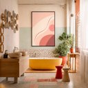 Ver imagem 1 de Quadro Canvas Rosa Minimalista 70x50cm Mold Preta