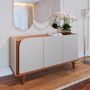 Ver imagem 1 de Buffet Decorativo Sala de Jantar Versátil Village 1,36cm Pés de Madeira Off-white/ Freijó G73 - Gran