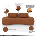 Ver imagem 3 de Sofá Sala de Estar Modulado França 280cm Encosto Articulável com Almofadas Linho Terracota G45 - Gra