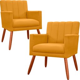 Kit 2 Poltrona Decorativa Miami Mostarda para Sala de Estar Recepção - 1