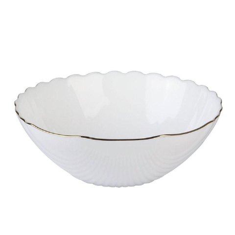 Bowl Tetis em Vidro Opalino Gold Rim 470ml - Lhermitage