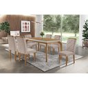 Ver imagem 1 de Conjunto: Mesa de Cozinha Londrina Tampo Madeirado C/ Vidro 180x90cm e 6 Cadeiras Melissa Capuccino/