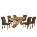 Ver imagem 2 de Conjunto de Mesa 180cm e 6 Cadeiras Athenas MDF Marrom Naturalle / Off White
