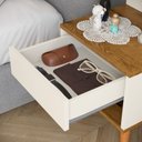 Ver imagem 3 de Kit 2 Mesas de Cabeceira para Quarto Pés Palito Retrô 1 Gaveta Sleep - Off White/nature