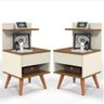 Kit 2 Mesas de Cabeceira para Quarto Pés Palito Retrô 1 Gaveta Sleep - Off White/nature - 1