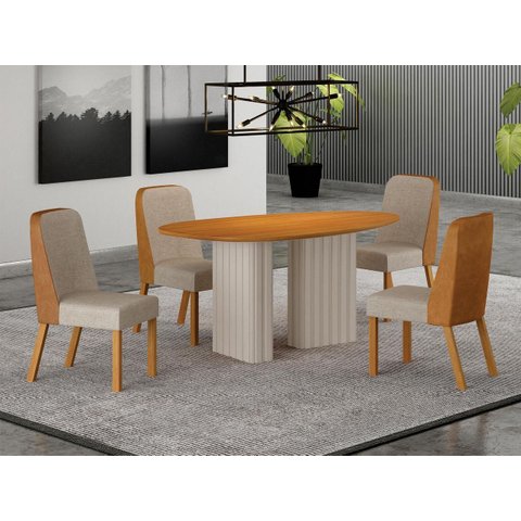 Conjunto Jantar 4 Cadeiras Maciça 1,35x90 Iza - Arbo Design
