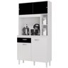 Kit Armario Cozinha 4 Portas 881 Branco Preto Poqq - 1