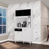 Kit Armario Cozinha 4 Portas 881 Branco Preto Poqq - 6