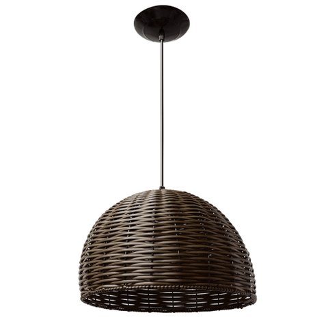 Pendente Junco Poptem Meia Esfera 45cm Tabaco