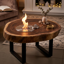 Ver imagem 4 de Mesa de Centro Orgânica Madeira Maciça Rústica Lareira Ecológica Aço Inox