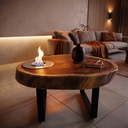 Ver imagem 6 de Mesa de Centro Orgânica Madeira Maciça Rústica Lareira Ecológica Aço Inox