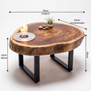 Ver imagem 7 de Mesa de Centro Orgânica Madeira Maciça Rústica Lareira Ecológica Aço Inox
