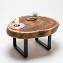 Ver imagem 3 de Mesa de Centro Orgânica Madeira Maciça Rústica Lareira Ecológica Aço Inox