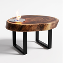 Ver imagem 2 de Mesa de Centro Orgânica Madeira Maciça Rústica Lareira Ecológica Aço Inox