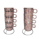 Ver imagem 4 de Conjunto de 4 Xícaras de Porcelana com Suporte Metal!encante Seus Dias com Um Toque de Charme e Insp