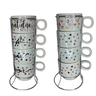 Conjunto de 4 Xícaras de Porcelana com Suporte Metal!encante Seus Dias com Um Toque de Charme e Insp - 6