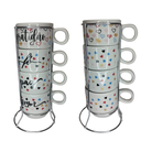 Ver imagem 6 de Conjunto de 4 Xícaras de Porcelana com Suporte Metal!encante Seus Dias com Um Toque de Charme e Insp