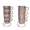 Conjunto de 4 Xícaras de Porcelana com Suporte Metal!encante Seus Dias com Um Toque de Charme e Insp - 5