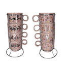 Ver imagem 3 de Conjunto de 4 Xícaras de Porcelana com Suporte Metal!encante Seus Dias com Um Toque de Charme e Insp