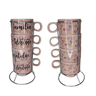 Conjunto de 4 Xícaras de Porcelana com Suporte Metal!encante Seus Dias com Um Toque de Charme e Insp - 3