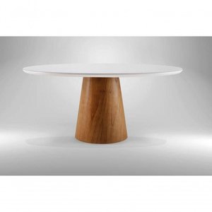 Mesa de Jantar Redonda com Vidro - Dora-1,35m Requinte Salas