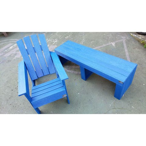 Banco Reto sem Encosto Azul em Madeira Plástica Maciça 3 Lugares 150cm Lanci / Bc-03 Azul