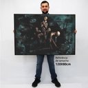 Ver imagem 2 de Quadro Decorativo em Canvas Abstrato Místico - Moldura Branca - 120 x 80cm