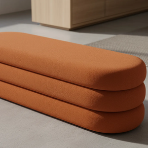 Banco Recamier Puff Cookie Baú 110 Cm - Zahav Estofados:terra Cota