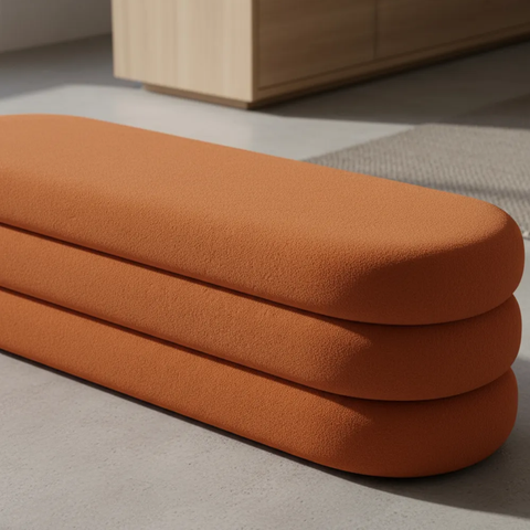 Banco Recamier Puff Cookie Baú 110 Cm - Zahav Estofados:terra Cota