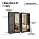 Ver imagem 3 de Conjunto 2 Guarda Roupas 4 Portas de Correr com Espelhos MDP Preto-Rustic Madesa 218cm