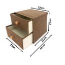 Ver imagem 3 de Conjunto Caixa Organizadora Gaveteiro Linho Marrom 5 Gavetas Com Puxador Madeira 2 Peças - Yazi