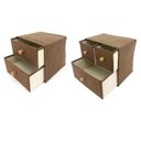 Ver imagem 1 de Conjunto Caixa Organizadora Gaveteiro Linho Marrom 5 Gavetas Com Puxador Madeira 2 Peças - Yazi