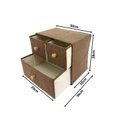 Ver imagem 2 de Conjunto Caixa Organizadora Gaveteiro Linho Marrom 5 Gavetas Com Puxador Madeira 2 Peças - Yazi