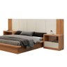 Conjunto Cabeceira 270cm com 2 Mesas de Cabeceiras 100% Mdf Cor:off White com Freijó - 2