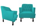 Ver imagem 1 de Kit 2 Poltronas Decorativa Julia Suede Azul Tifany Pés Madeira Mz Decor