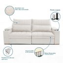 Ver imagem 3 de Sofá California 2 Lugares Retrátil e Reclinável 210cm Creme Loja Sheep