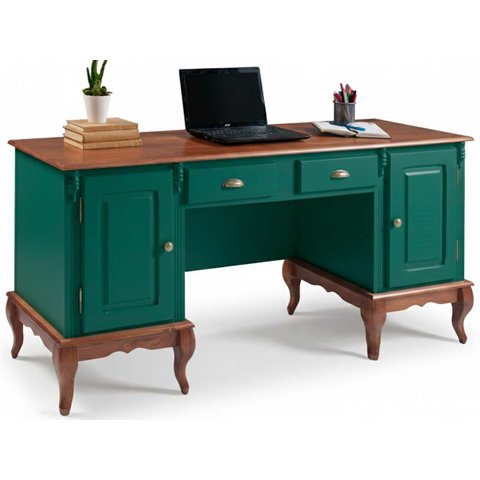 Escrivaninha 2 Portas 2 Gavetas Pés Luis Xv Linz Móveis 80 X 176 X 50 Cm (a X L X P)