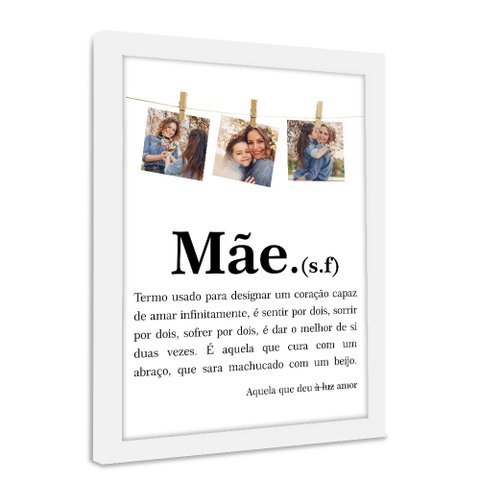Quadro Personalizado com Foto Mãe em Moldura Caixa Tacolado Papel de Parede 30 X 40cm Moldura Trad 1