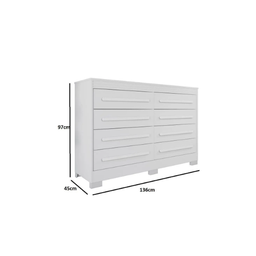 Cômoda Califórnia 8 Gavetas 100% Mdf Branco - Benetil - 3