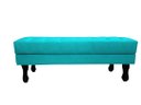 Ver imagem 3 de Recamier Luis Xv Capitonê Retrô 120cm Suede Azul Tifany Pés Madeira Mz Decor
