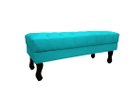 Ver imagem 2 de Recamier Luis Xv Capitonê Retrô 120cm Suede Azul Tifany Pés Madeira Mz Decor