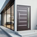 Ver imagem 2 de Porta Pivot.Alumínio Lamb.Miraggio c/Pux.e.Elite Marrom Corten 240x150 Brimak