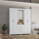 Ver imagem 2 de Guarda Roupa de Casal 4 Portas Diamante Branco/Rosa c/ Espelho - Bela Móveis
