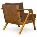 Ver imagem 4 de Kit 2 Poltronas Decorativas Maia para Sala Escritório Recepção Linho Bege e Corino Braço Madeira