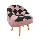Ver imagem 2 de Poltrona Paloma Escritório Sala Pé Palito Suede Rosa Bebê e Suede Preto - Dominic Decor