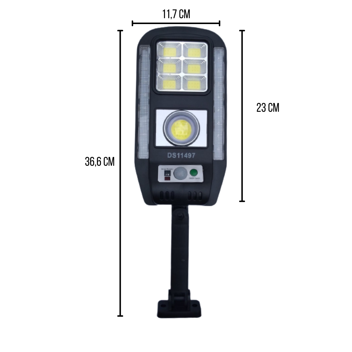 Luminária Solar Cob Para Poste Parede Muro 20W Com Sensor De Presença Com 4 Modos de Iluminação E Co - 2