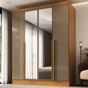 Ver imagem 1 de Guarda-Roupa 100% MDF 4 Portas 3 Gavetas com Espelhos Sevilha Yescasa Marrom/Cinamomo/Cappuccino