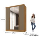 Ver imagem 3 de Guarda-Roupa 100% MDF 4 Portas 3 Gavetas com Espelhos Sevilha Yescasa Marrom/Cinamomo/Cappuccino