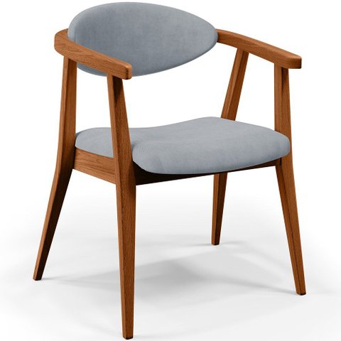 Cadeira Estofada para Sala de Estar Jantar Cecília B04 Suede Cinza - Lyam Decor